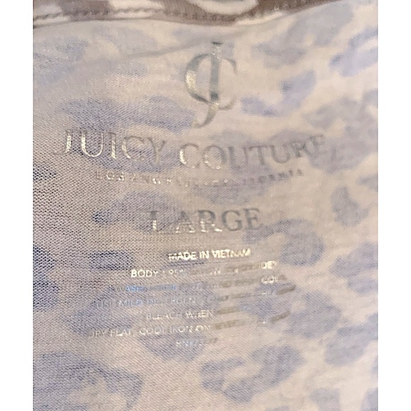 JUICY COUTURE Sz XL Glitter Gray & Blue Leopard Patterned Top - Picture 3 of 3